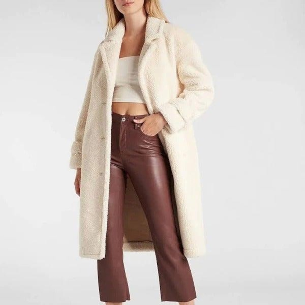 Express Cream/Winter White 🤍 Faux Shearling Button Front Teddy Coat
